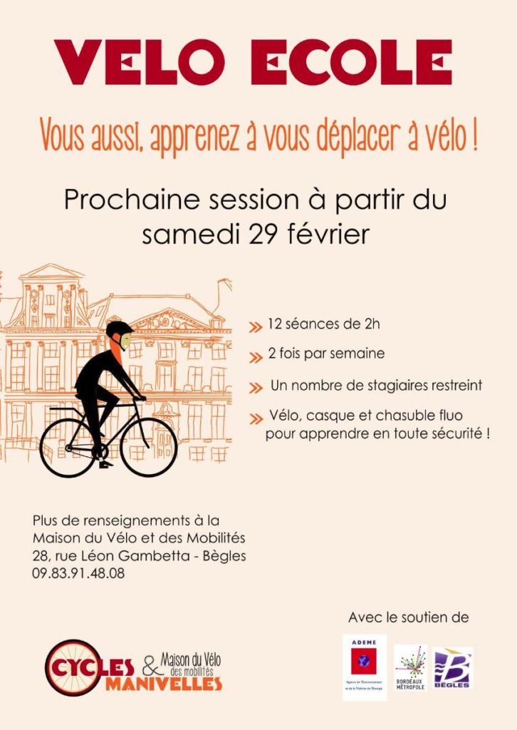 visuel de la velo ecole adultes session du printemps 2020